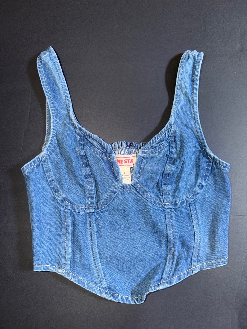 Lone Star Denim Corset Tank Top - Blue